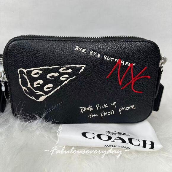 Coach Charter Slim Crossbody Bag With Sketch Print In Leather/Black CAM96 NWT - Picture 2 of 9